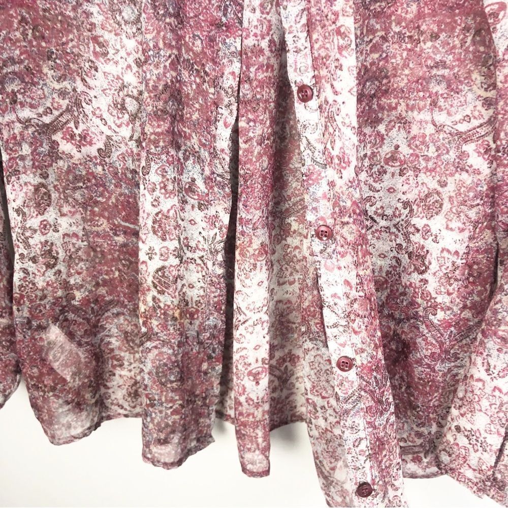 BCBGENERATION | Collarless Sheer Button Down Blou… - image 4